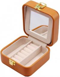 Leather Jewelry Storage Box For Best Friend Fresh Pumpkin Color Mini Portable Jewel Display Women's Gift
