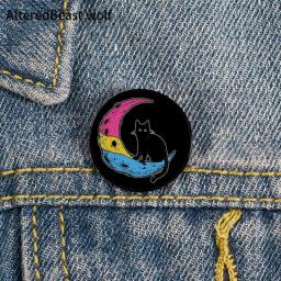 Lesbian Pride cat Pin Custom cute Brooches Shirt Lapel teacher tote Bag backpacks Badge Cartoon gift brooches pins for women