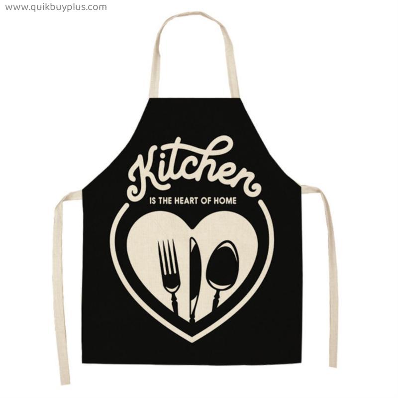 Letter Print Kitchen Apron Cotton Linen Bibs Household Cleaning Pinafore Cooking Aprons for Women Cooking Accessories Tablier