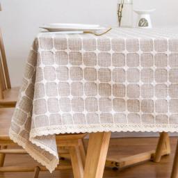 Linen Cotton Tablecloth Lace Rectangular Table Cloth Coffee for Living Room Table Cover Mat Furniture Home Decorative