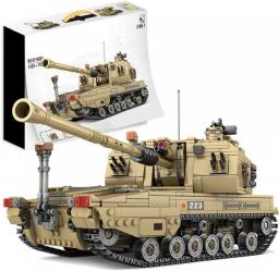 Lingxuinfo 1499Pcs Military Building Blocks Self-propelled Howitzer Tank Model Rocket Tank Model With Luminous Parts, Collectible Model Army Set, Compatible With Lego