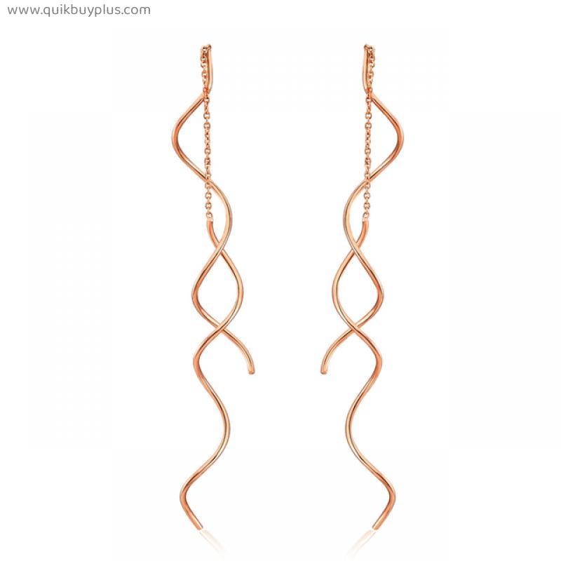 Long Hanging Earrings for Women Piercing Rose Gold Ear Line Chain Earring for Girls Jewelry Gifts