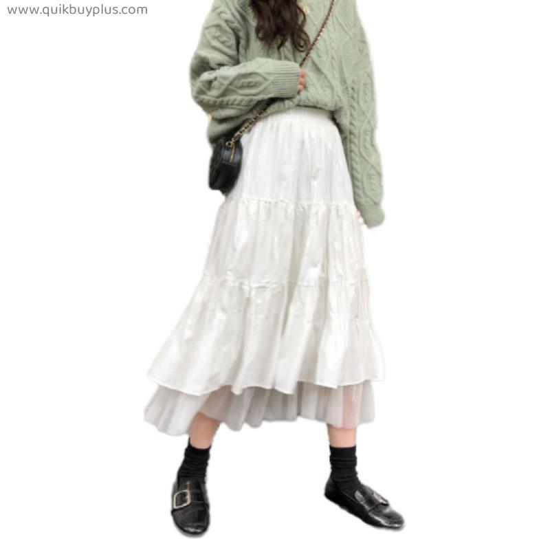 Long Skirt for Women Skirts White Black Maxi Skirt for Teenagers High Waist Skirt School Skirts