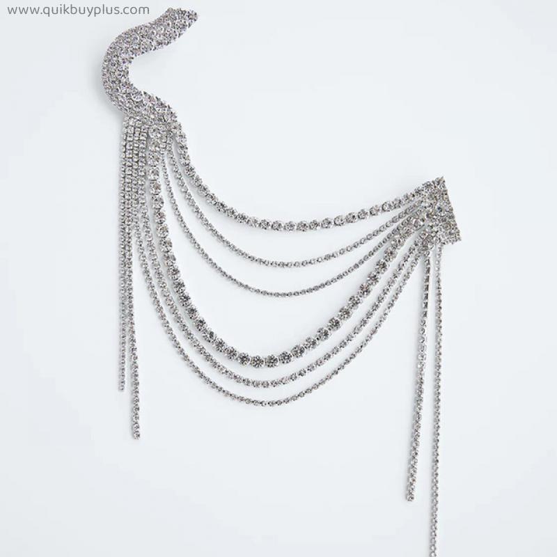 Long Tassel Crystal Big Brooch For Women Exaggerated High Quality Large Rhinestone Pins Fashion Party Jewelry