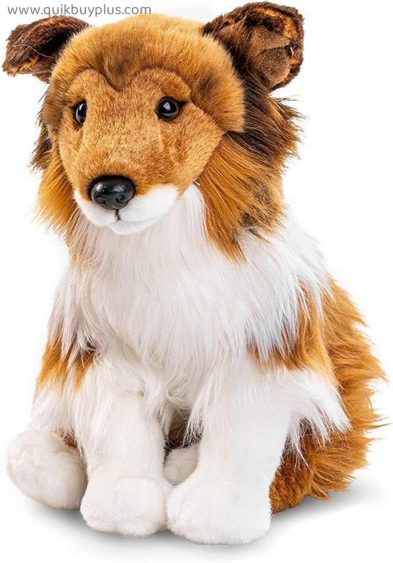 Long-haired collie, sitting, face white-brown, plush dog, collie - plush toy, cuddly toy