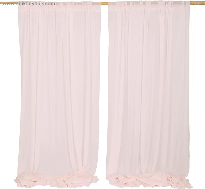 Lookein White Wedding Backdrop Wrinkle-Free White Sheer Backdrop Curtains 10ft x 10ft Chiffon Fabric Drapes for Wedding Ceremony Arch Party Stage Decoration