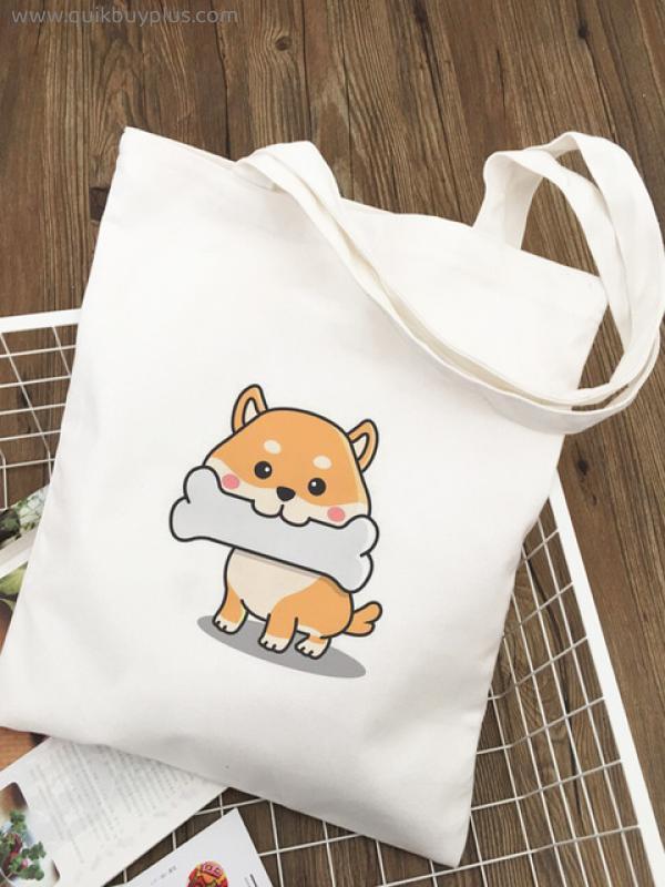 Lovely Dog Shoulder Bag Canvas Bag Harajuku Shopper Bag Fashion Casual Summer Shoulder Bags Tote Shopper Bag Printed Totebag