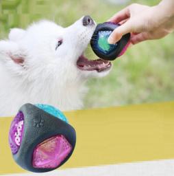 Luminous Dog Toy Durable Bouncy Balls Rubber Bouncy Bite- resistant Dog Chewing Ball Dog Training Pet Toys with Sound and Light