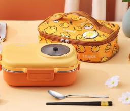 Lunch Box Little Yellow Chicken Cute Cartoon Children Environmental Protection Lunchbox Soup Bowl Tableware Bag Cup Pp Material
