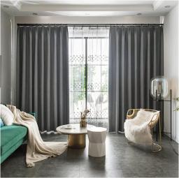 Luxurious Pencil Pleat Curtains Darkening 1 Panels,Sun Blocking Noise Reducing French Window Waterfall Valance & Scarf For Living Room,Gray,w140xL180cm