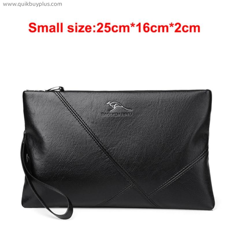 Luxury Brand Men Wallets Casual Business Men Clutch Bag High Quality Zipper Envelope Long Wallet Slim Handbag Leather Male Purse