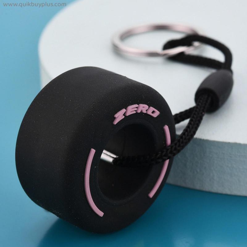 Luxury Mini Racing Tire Keychain Car Key Accessories PVC Tire Pendant Bag Charm Men's Gadget Gifts For Friends Car Lovers