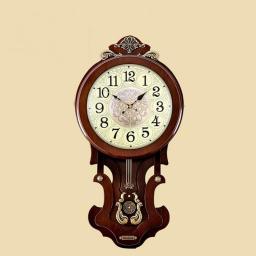 MLSJM Large Wall Clock Metal Decorative, Non-TickingWall Clock,Modern Wooden Design Decorative Non-TickingWall Clocks, Classic Traditional Schoolhouse Non-TickingWall Clock Chimes Every Hour K