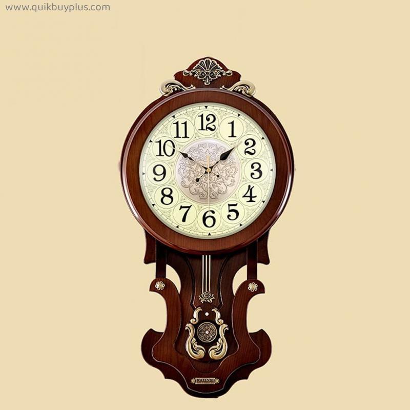MLSJM Large Wall Clock Metal Decorative, Non-TickingWall Clock,Modern Wooden Design Decorative Non-TickingWall Clocks, Classic Traditional Schoolhouse Non-TickingWall Clock Chimes Every Hour K