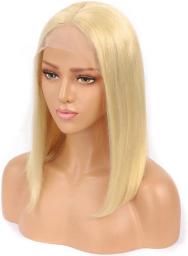 MMED Wig Human Hair Wigs for Women T Part Bob Wigs Straight Short Bob Lace Front Wig,613 T Part bob Wig,10inches