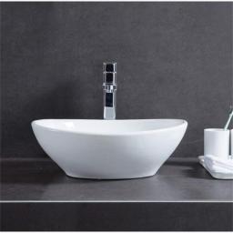 MU Household Wash Basin, Ceramics, White Oval Bathroom Above Counter Sink