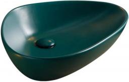 MU Household Wash Basin, Chinese Ceramics, Fitting Creative Green Oval Sink Bathroom Above Counter Basin,A