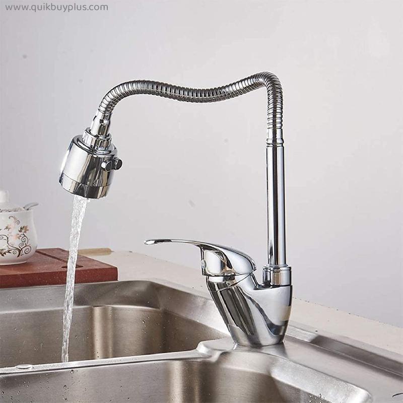 MWKLW Kitchen Sink faucets, Pull-Out Kitchen Plate Hot and Cold Water tap with Pull-Out Sprayer 360 ° Swivel Single Handle Brushed Nickel Faucet