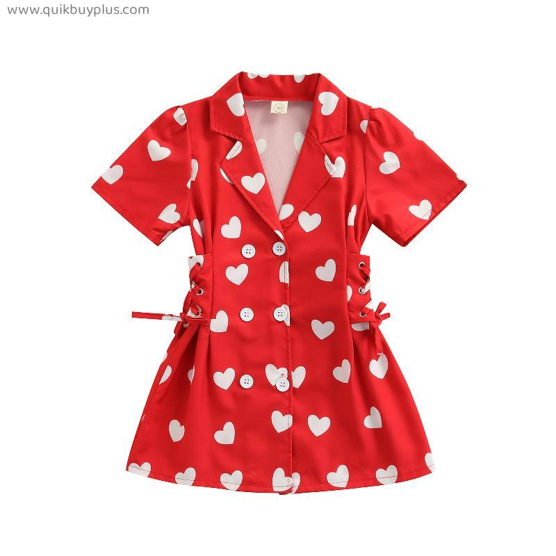 Ma&Baby 1-6Y Valentines Day Toddler Kid Girls Red Dress Heart Print Ruffles Party Dresses For Girls Children Summer Costumes D35