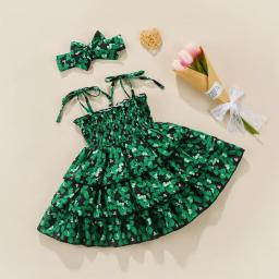 Ma&Baby 18m-6Y Toddler Kid Girl St Patricks Day Dress Ruffles Four Leaf Clover Print Tutu Dresses Outfits Costumes D35