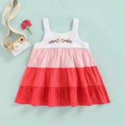 Ma&Baby 3-24M Infant Toddler Kid Girl Dress Summer Striped Floral Embroidery A-Line Rainbow Dresses For Girl Summer Costumes D01