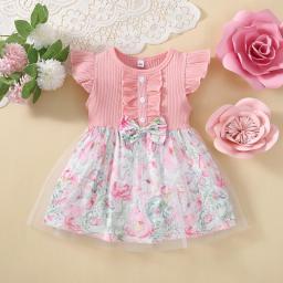 Ma&Baby 3-24M Newborn Infant Baby Girls Floral Dress Ruffles Bow Flower Print A-line Dresses For Girls Summer Costumes D01