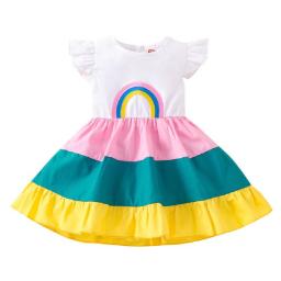 Ma&Baby 3-24M Toddler Infant Baby Girls Rainbow Dress Ruffles A-Line Striped Dresses For Girls Costumes D35