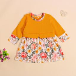 Ma&Baby 6M-4Y Autumn Flower Dress For Girls Newborn Toddler Baby Kid Girls Knitted Long Sleeve Dresses DD40