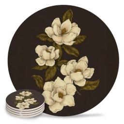 Magnolias Placemats for Table Kitchen Coffee Table Decor Accessories Ceramic Coasters