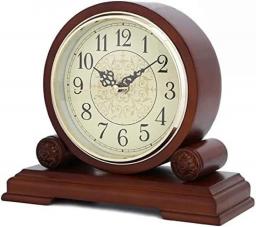 Mantel Clock Retro Wood Desk Fireplace Mantle Clock Rustic Design With Wooden Base Desktop For Living Room Bedroom Office Battery Operated Fireplace
