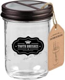 Mason Jar Toothbrush Holder - Bronze - with 16 Ounce Mason Jar,Premium Rustproof 304 Stainless Steel Lid and Chalkboard Labels - Rustic Farmhouse Decor Bronze Bathroom Accessories / Bronze