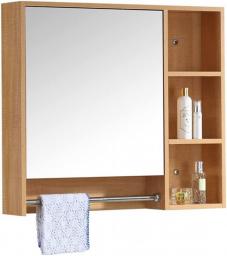 Medicine Cabinets Bathroom Mirror Cabinet Wooden Multi-Purpose Storage Box Kitchen Cream Cabinet Mirrored 1-Door Shelf Bathroom Wall Cabinet (Color : White, Size : 607014cm)