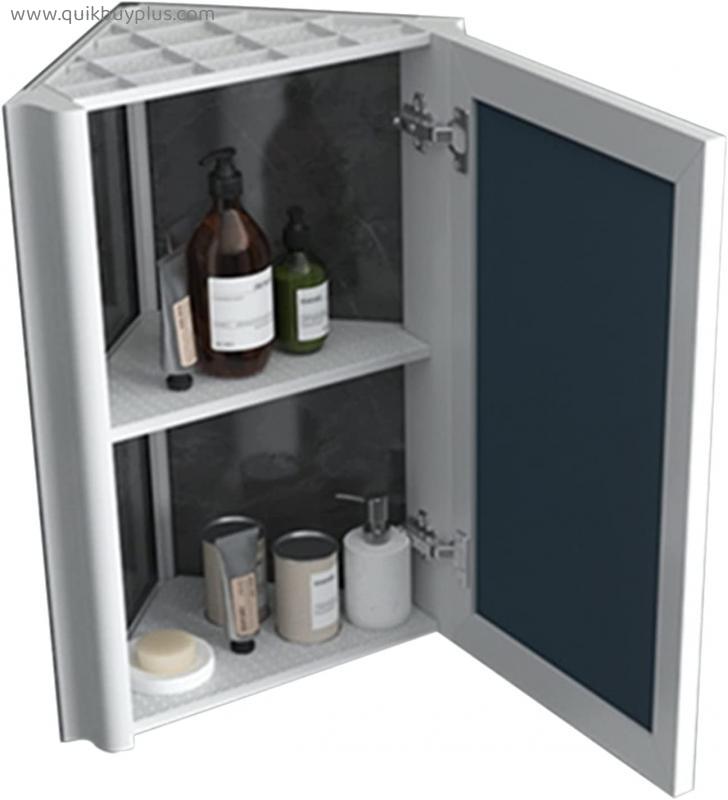 Medicine Cabinets Stainless Steel Corner Mirror Cabinet Wall-Mounted Wall-Mounted Brushed Stainless Steel Three-Layer Shelf with Mirror Door Open from Color : Blue, , 60x44.5x32cm