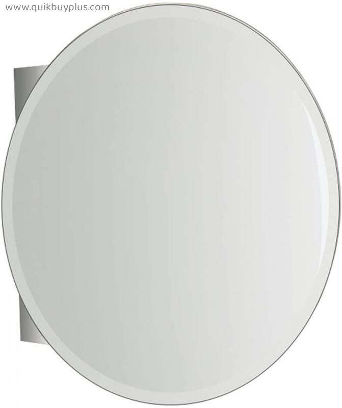 Medicine Cabinets Stainless Steel Round Mirror Cabinet Round Mirror with Shelf Bathroom Mirror Cabinet Mirror Stainless Steel Oval with Hanging Mirror Door, White, 505012cm