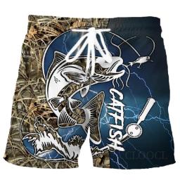 Men's Sports Camouflage Pants, Beach Shorts, Hawaiian Shorts, 3D Animal Pattern, Casual,Fashionable, With Pockets, Large 4XL