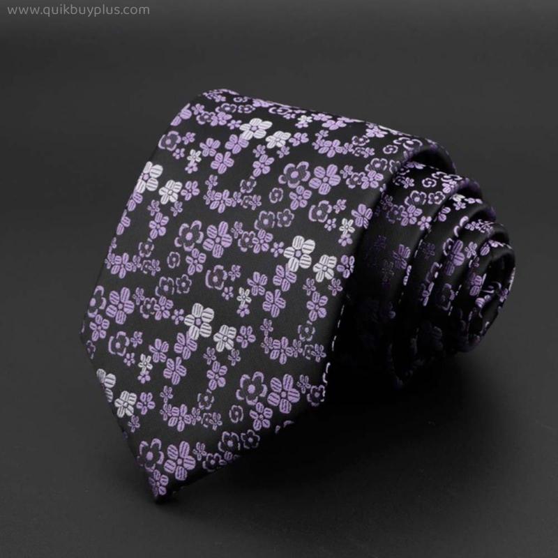 Men's Tie Classic Solid Color Stripe Flower Floral 8cm Jacquard Necktie Accessories Daily Wear Cravat Wedding Party Gift