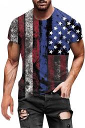 Men's Dry Fit T-shirt Crew Neck Short Sleeve Mens Shirts USA Flag Vintage T-shirts Hip Hop Comfort Tops Blouse