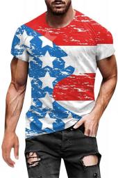 Men's Fashion T-shirt Crew Neck Short Sleeve Mens Shirts USA Flag T-shirts Leisure Comfort Vintage Tops Blouse