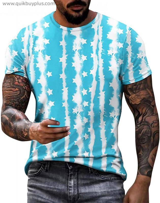 Men's Fitted T-shirt Crew Neck Short Sleeve Mens Shirts Comfort T-shirts Print Graphic Tees Fitness Tops Blouse