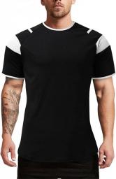 Men's Graphic T-shirt Crew Neck Button Short Sleeve Mens Shirts Comfort T-shirts Sports Patchwork Shirts Gym Tops