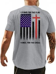 Men's Graphic T-shirt Crew Neck Short Sleeve Mens Shirts USA Flag Sports T-shirts Casual Back Print Tops Tees