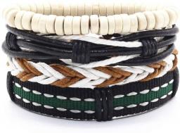 Men's Leather Bracelet, Trendy Vintage Multi-Color Handmade Woven Bangle Rudder Lucky Charm Women Bracelets Male Female Jewelry Wristband Accessories Festival Couple Gift Friendship 3-4Pcs/Set