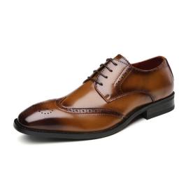 Men's Leather Classic Oxford Lace-Up Formal Shoes Wedding Party Work Shoes Brogues Derbys Dress Shoes