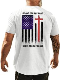 Men's Summer T-shirt Crew Neck Short Sleeve Mens Shirts USA Flag Sports T-shirts Casual Back Print Tops Tees