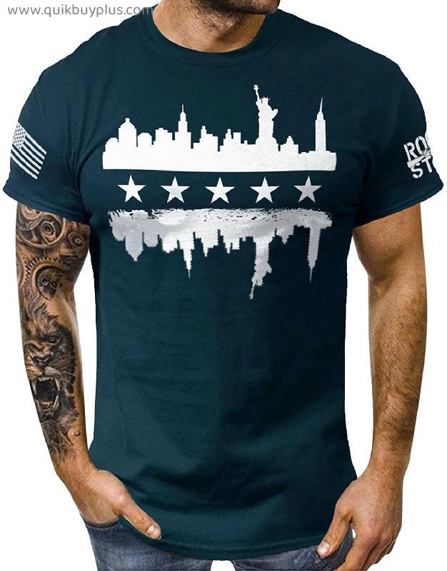 Men's T-shirts Casual Crew Neck Short Sleeve Mens Shirts USA Flag T-shirts Vintage Shirts Hipster Comfort Tops
