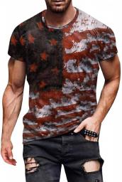 Men's T-shirts Fitted Crew Neck Short Sleeve Mens Shirts USA Flag Vintage T-shirts Summer Comfort Tops Blouse