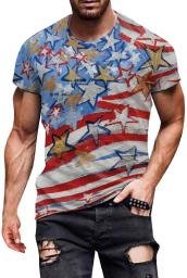 Men's T-shirts Sports Crew Neck Short Sleeve Mens Shirts USA Flag Vintage T-shirts Fitted Comfort Tops Blouse