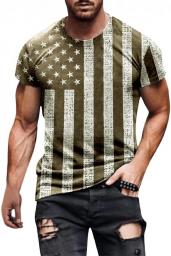 Men's T-shirts Sports Crew Neck Short Sleeve Mens Shirts USA Flag Vintage T-shirts Sports Comfort Tops Blouse