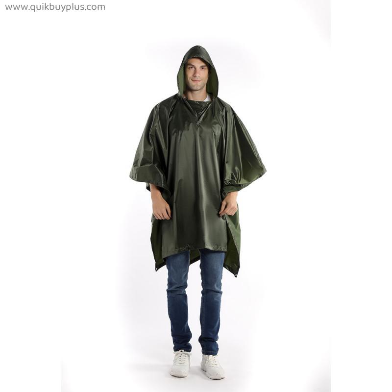 Men Camouflage cape raincoat adult one-piece hooded raincoat hiking outdoor riding poncho
