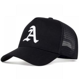 Men Hip Hop Baseball Cap Letter Embroidery Trucker Hat Fashion Summer Sun Hat Sport Breathable Mesh Caps Cotton Snapback Dad Hat